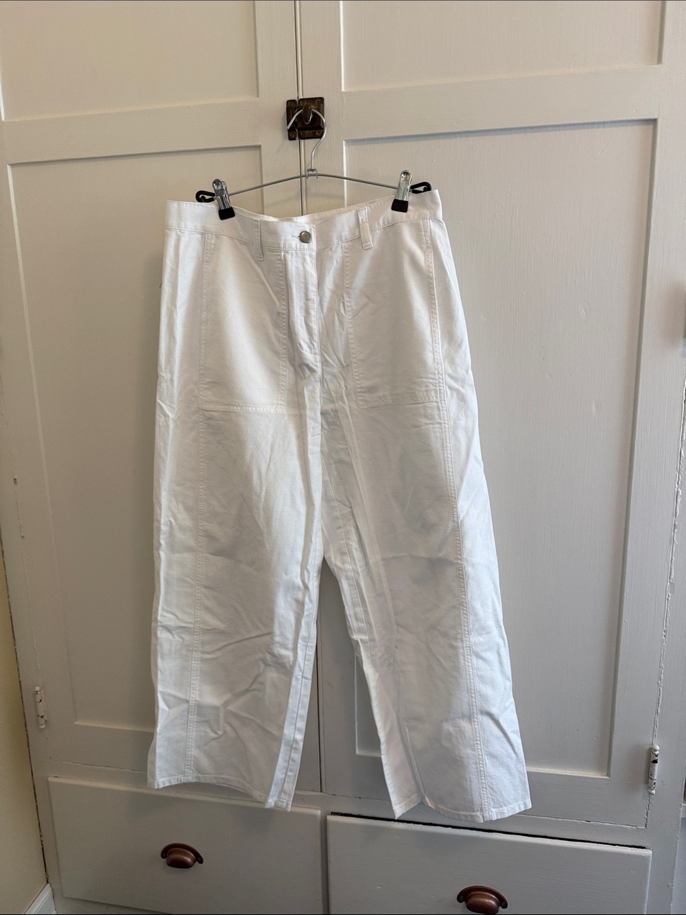 Eileen Fisher Crisp White Wide-Leg Cotton Trousers